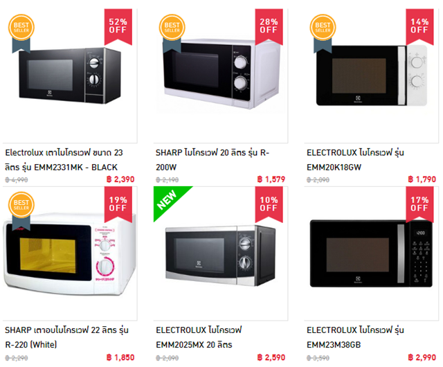 โปรโมชั่นลดราคาไมโครเวฟยี่ห้อดัง