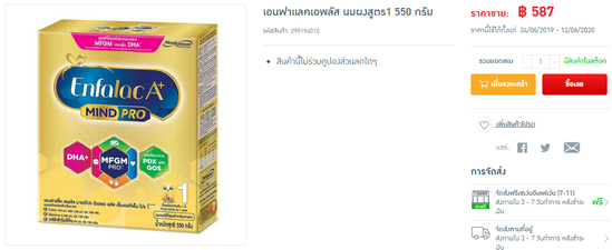 เอนฟาแลคเอพลัส นมผงสูตร 1 มีปริมาณสารอาหาร โปรตีน คาร์โบไฮเดรต ไขมัน วิตามิน และแร่ธาตุ ในปริมาณที่เหมาะสม