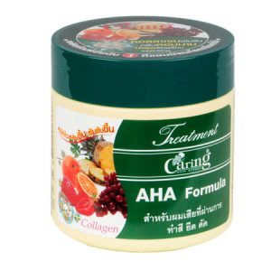 ครีมหมักผม Caring Treatment AHA Formula มีสารสกัด AHA จากผลไม้ บำรุงเส้นผมทำสีและเคมีต่างๆ