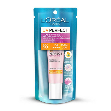 L'oreal ครีมกันแดดกัน สูตรเนื้อเซรั่มสีชมพูประกายมุก เผยผิวดูสว่างใสอมชมพู มีออร่าทันที