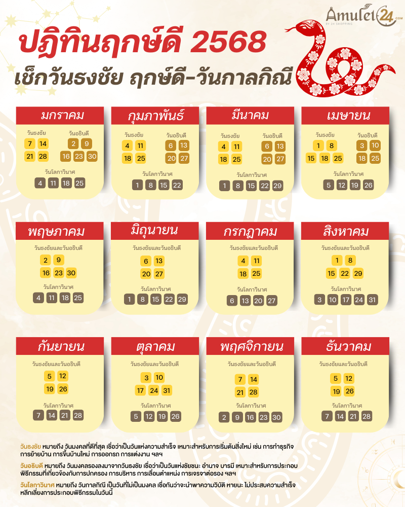 ปฏิทินฤกษ์ดี 2568 เช็กวันมงคล วันธงชัย ฤกษ์ดี-วันกาลกิณี - ALL ONLINE ...