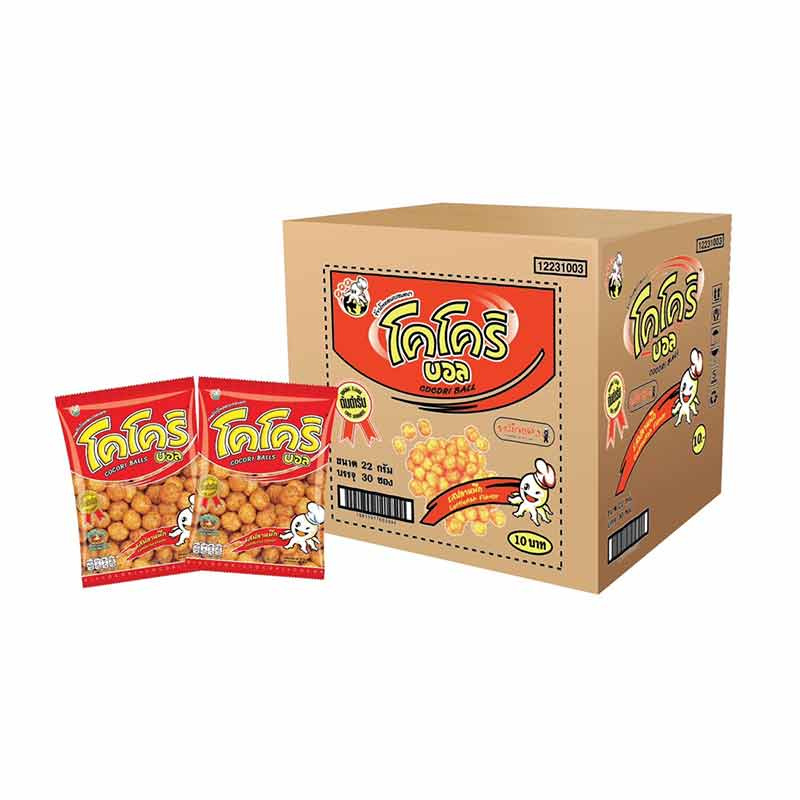 โคโคริบอล ขนมข้าวโพดอบกรอบ รสปลาหมึก