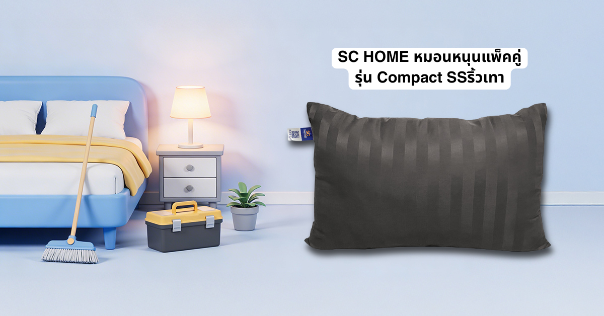 SC HOME หมอนหนุนแพ็คคู่ รุ่น Compact SS ริ้วเทา