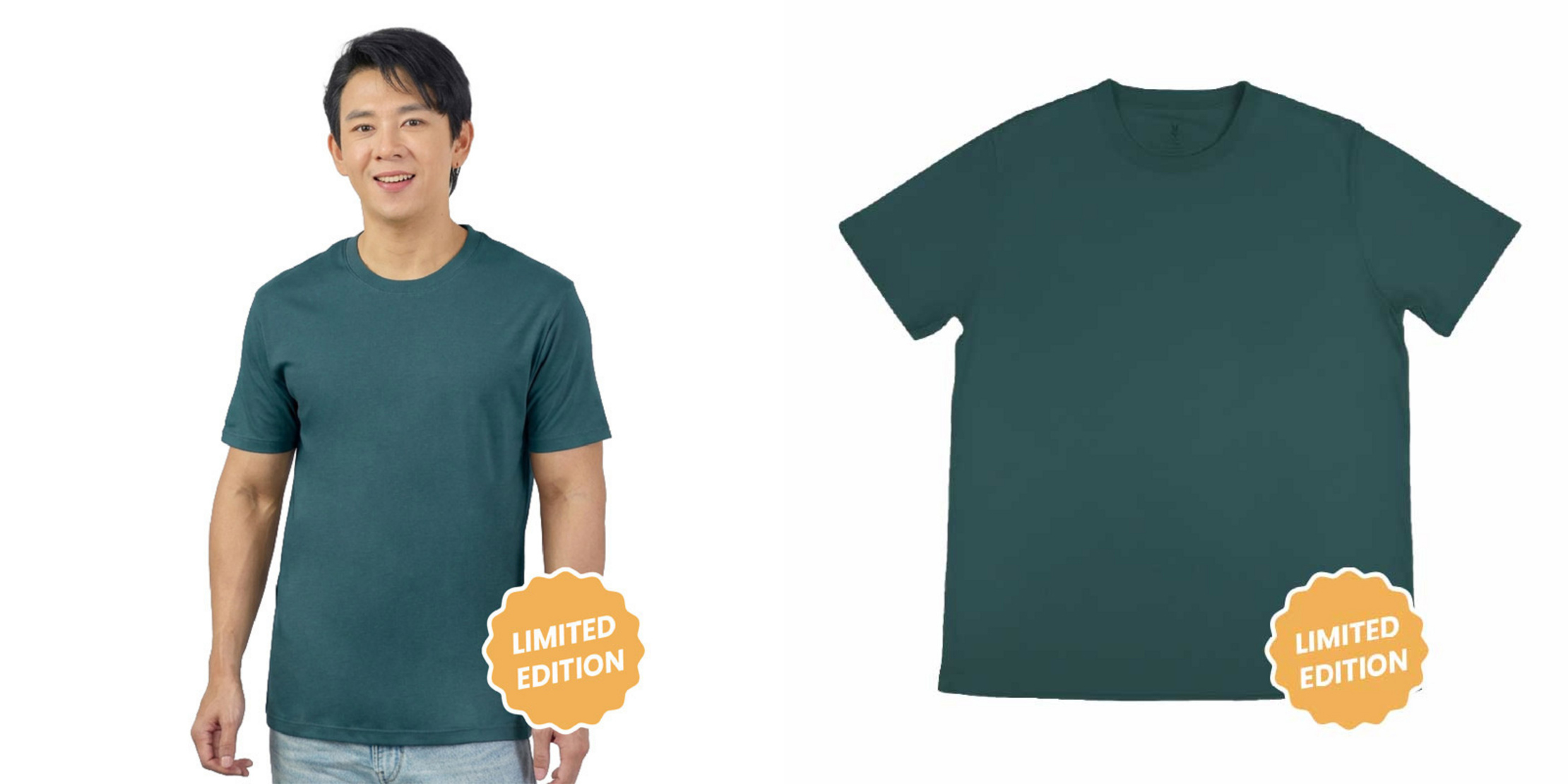 M2S Lifestyle เสื้อยืดคอกลมชาย เขียวหัวเป็ด