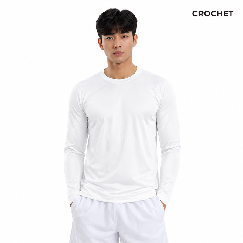 เสื้อคอกลมสีพื้น แขนยาวสีขาว